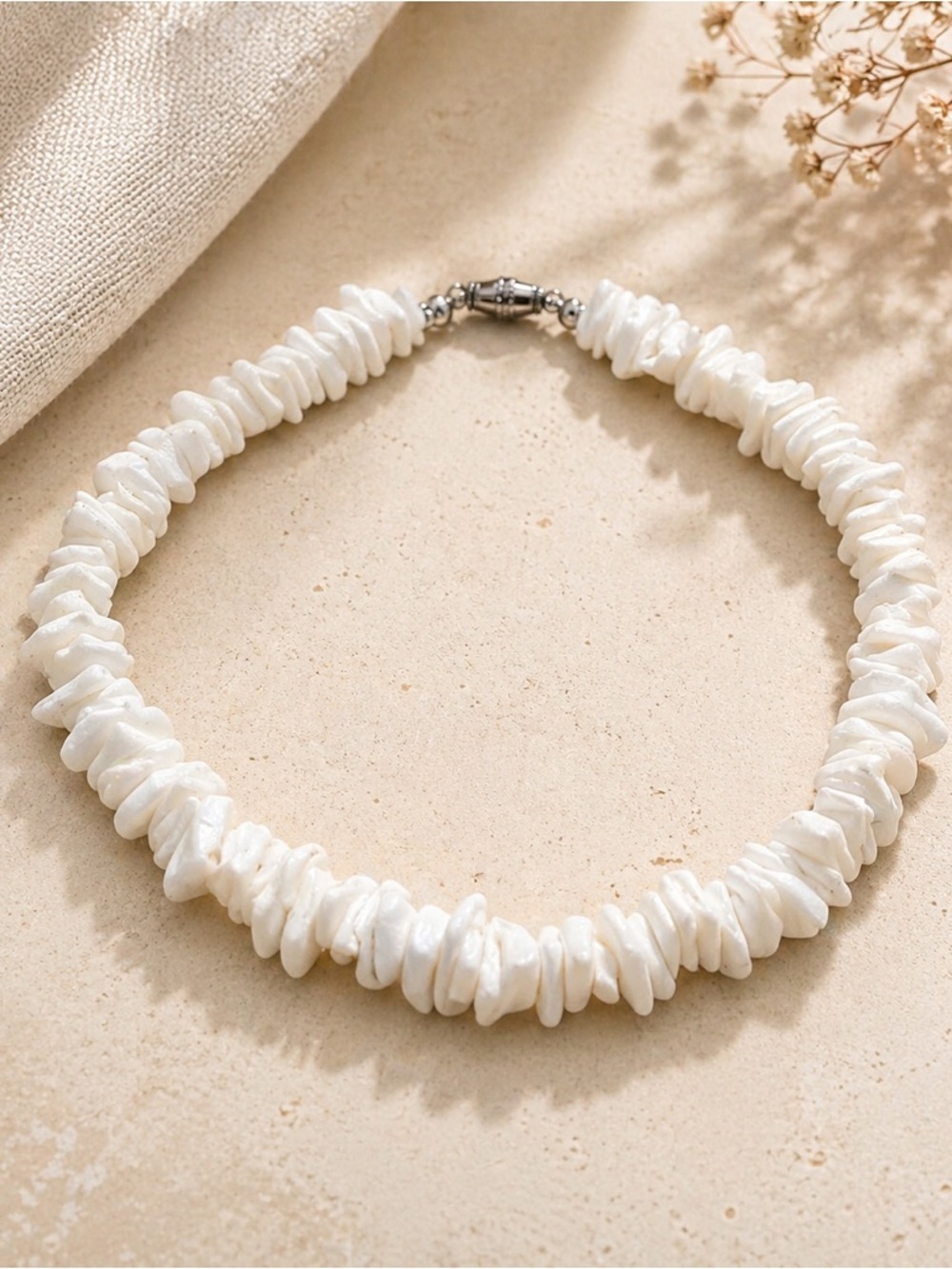 Vtg‎ Hawaiian Beach Sea Shell Puka Chip Surfer Skater Anklet Bracelet White